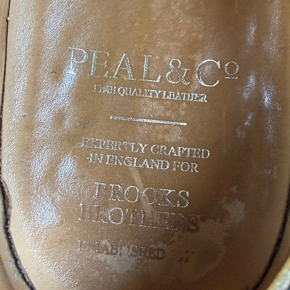 Brooks Brothers Peal & Co Mens Black Pebble Grain Split Toe Blucher Shoes 11D